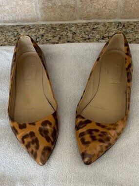 J. Crew Patent Leather Animal Print, Pointed Toe Flats, size 8